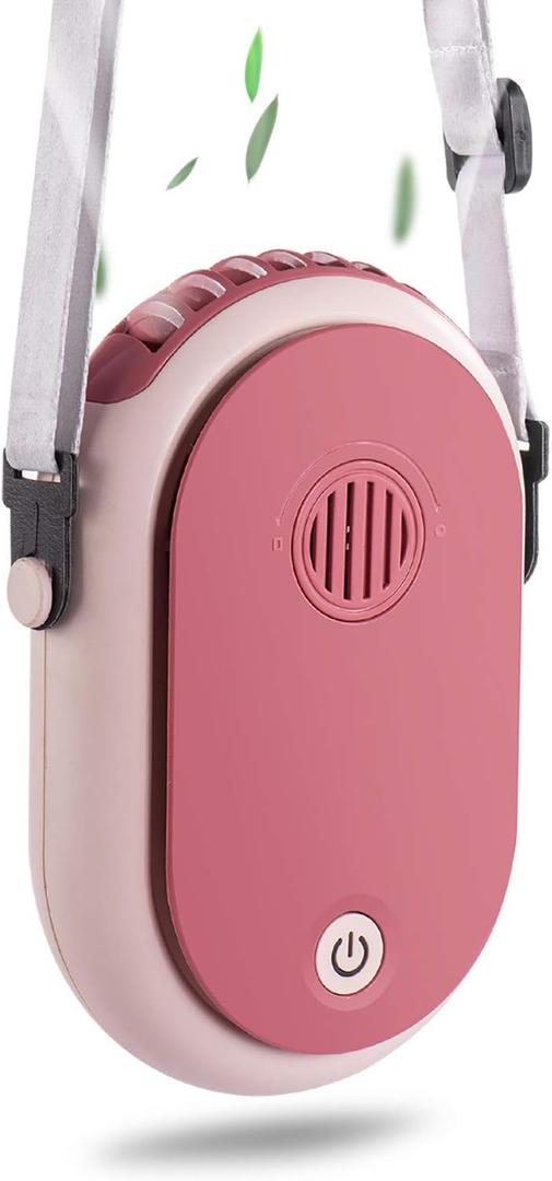 Portable Neck Fan, Mini Small Personal Handheld Fan USB Rechargeable 3 Speed for Girls Boys Woman Eyelash Travel Home Office Camping Outdoor (Pink)