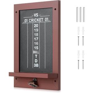 VioraWhite Dart Scoreboard for Cricket and 01 Darts Games Darts Holder Wall Mount Wood Dartboard Accessories (Walnut Wood Trim)
