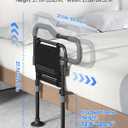 Bed Rails for Elderly Adults Safety - 180° Foldable Bedside Rail with Non-Slip Handle, Stepless Height Adjustable Legs, Large Suction Feet, Motion Sensor Light & Storage Bag (Metallic Black)