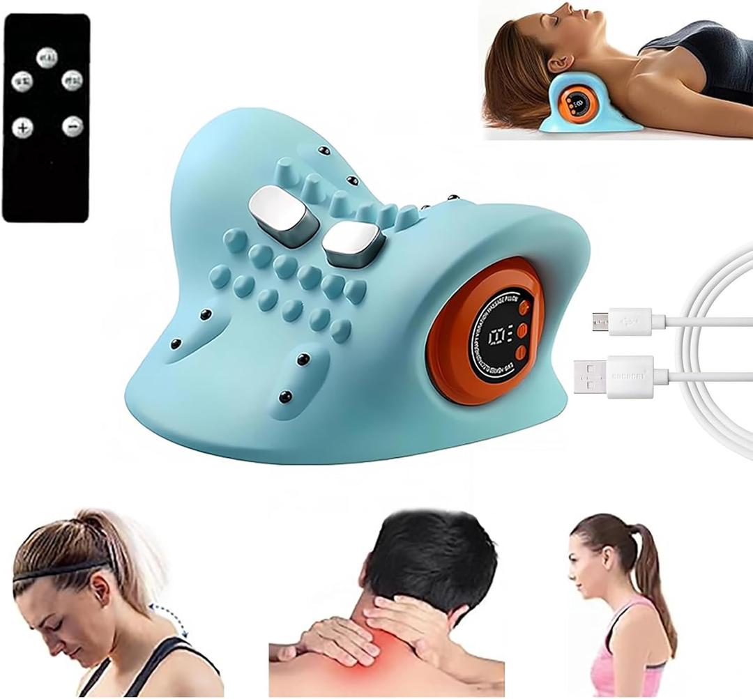 2026 New Neck Massager with Heat, Electric Neck and Shoulder Relaxation Pillow, 26 Angled Cervical Traction Device for Deep Tissue Pain Relief and Comfort