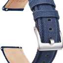 Ritche Christmas Gift Sailcloth Watch Band Quick Release Watch Strap Compatible with Samsung Galaxy Watch 6 Classic 43mm 47mm 40mm 44mmTimex / Seiko / Fossil / Citizen for Men Women, White Elephant Gifts, Stocking Stuffers for Men