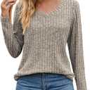 Long Sleeve Shirts for Women Casual Fall Tops Lightweight Tunic Sweaters Fashion Clothes Loose Fit 2025 Size M