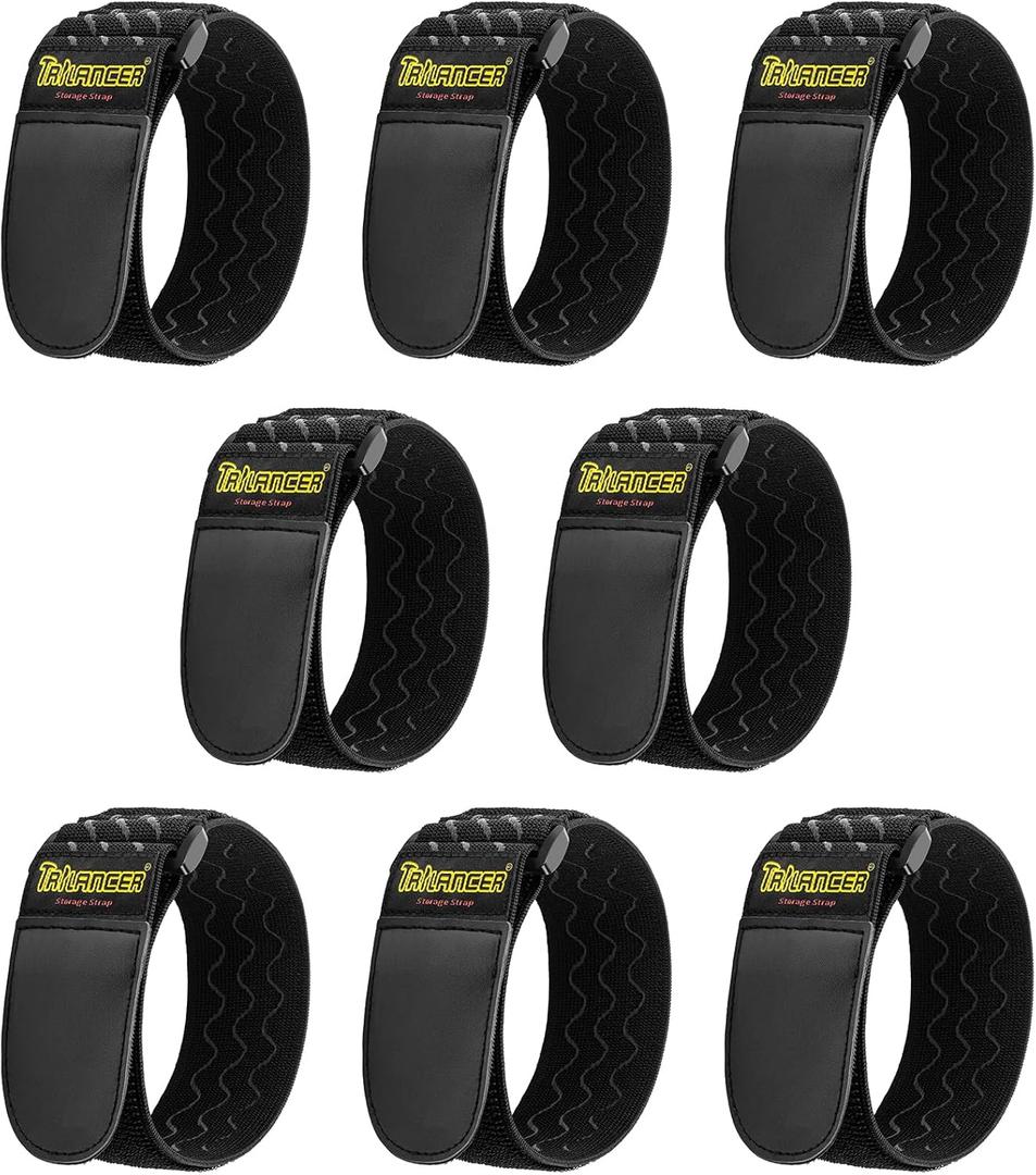 Trilancer Elastic Cinch Straps with Anti-Slip Strips, 12 "x 2"(8 Pack) Heavy Duty Multipurpose Hook and Loop Straps for Extension Cords, Cables, Ropes, Hoses, Bike, Pant Garters