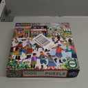 eeBoo Piece & Love: Christmas in The Square - 1000 Piece Puzzle, 23" Square Adult Jigsaw, Cozy Small Town Holiday Winter Scene, Image Reference Insert