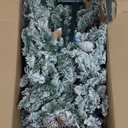 YITAHOME Pre-Lit Flocked Drooping Pencil Spruce Christmas Tree with Pine Cone, 7.5ft Natural Layered Spruce Christmas Tree w/Remote Control, 800 Branch Tips and 350 Lights for Home, Office Decoration