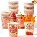 JOYIN 36 PCS Thanksgiving Disposable Cups,9 oz Pumpkin Maple Leaves Paper Cups, for Juice, Coffee, and Hot/Cold Drinks, 4 Charming Designs for Thanksgiving Party Fall Leaves Harvest Decoration