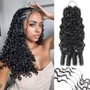 Human Crochet Hair for Black Women Burmese Curly Human Hair Crochet Bundles 20 Inch 50g Pre-Separated Feather Crochet Human Hair Wet and Wavy Invisible Miracle Knots Hair Natural Black