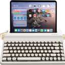 YUNZII QL75 Wireless Typewriter Hot Swap Retro Mechanical Keyboard,Punk Round Keycaps,RGB Backlit QMK/VIA Programmable, Multi-Device Keyboard with 2.4GHz/Type-C/BT5.0 (White, Cocoa Cream V2 Switch)