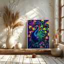 GHHKUD Peacock Paint by Numbers with Frame for Adults Beginners, DIY Animal Paint by Numbers for Age 6-12, Art on Canvas Gifts Home Wall Decor 8x12in