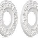 2 Pcs Vintage Carved Flower Ceiling Medallion for Light Fixtures and Ceiling Fans (10-1/8"OD X 4"ID White)