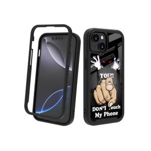 POCOOA Compatible with iPhone 14 / iPhone 13 Case Rugged Full-Body Protective Cover for Boys Kids Men Dual Layer Shockproof Bumper, Heavy-Duty Phone Case - Don't Touch My Phone 081
