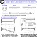 White Shower Curtain Rod 34 to 43Inch:Small Spring Tension Shower Rods for Bathroom Kitchen Doorway,Modern Heavy Duty Adjustable Tension Shower Curtain Rod No Drilling No-Slip Easy Install,White