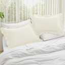 KKJIAF Ruffle Pillow Cases Standard Size Set of 2, Ruffled Pillow Covers with Envelope Closure, Wrinkle Resistant Ruffled Pillow Shams 20" x 26", Beige