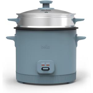 bella 16 Cup Rice Cooker with Steamer, Dishwasher Safe Steaming Basket, Rice Paddle and Measuring Cup, Removable Nonstick Cooking Bowl, Automatic Keep Warm Function, 400 Watt, Surf