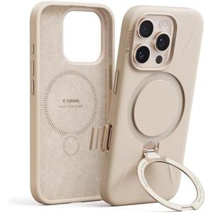 TORRAS Magnetic for iPhone 16 Pro Max Case Silicone with Stand, Fit for MagSafe, 360 Ring Stand with Camera Control, Ostand Q3 Silicone Rubber Soft Case for iPhone 16 Pro Max 6.9'', Dune Beige