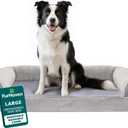 Furhaven Orthopedic Dog Bed for Large/Medium Dogs w/ Removable Bolsters & Washable Cover, For Dogs Up to 55 lbs - Faux Fur & Velvet Sofa - Smoke Gray, Large