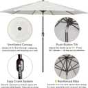 Blissun 10FT Outdoor Patio Umbrella, Outdoor Table Umbrella, Yard Umbrella, Market Umbrella with 8 Sturdy Ribs, Push Button Tilt and Crank