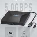 USB 3.0 and Type-C External Bluray Drive, External Bluray CD DVD Burner and blu ray Player for pc, Blu Ray Disc Reader Compatible with Windows XP/7/8/10, Laptop, Desktop, MacOS for MacBook