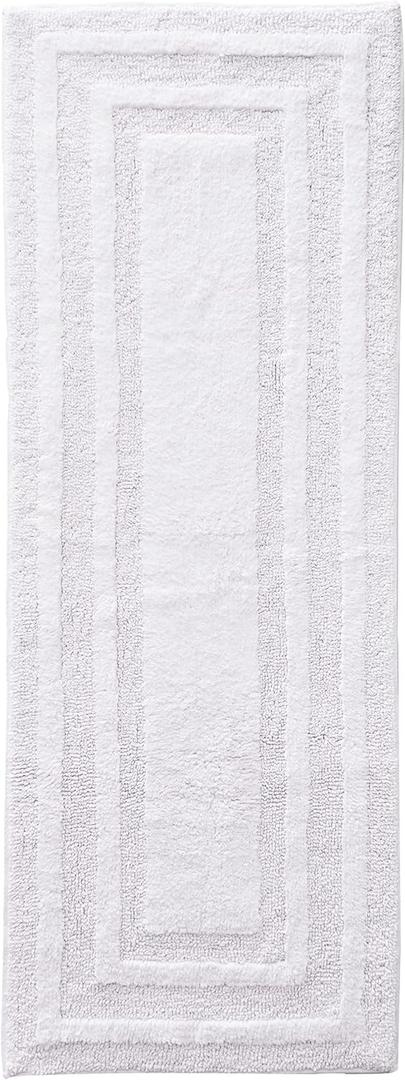 Eddie Bauer - Bathroom Rug Runner, Soft Tufted Cotton Bath Essentials, Absorbent & Quick Dry (Logan White, 60" x 22") (1'10" x 5' (Rectangular))