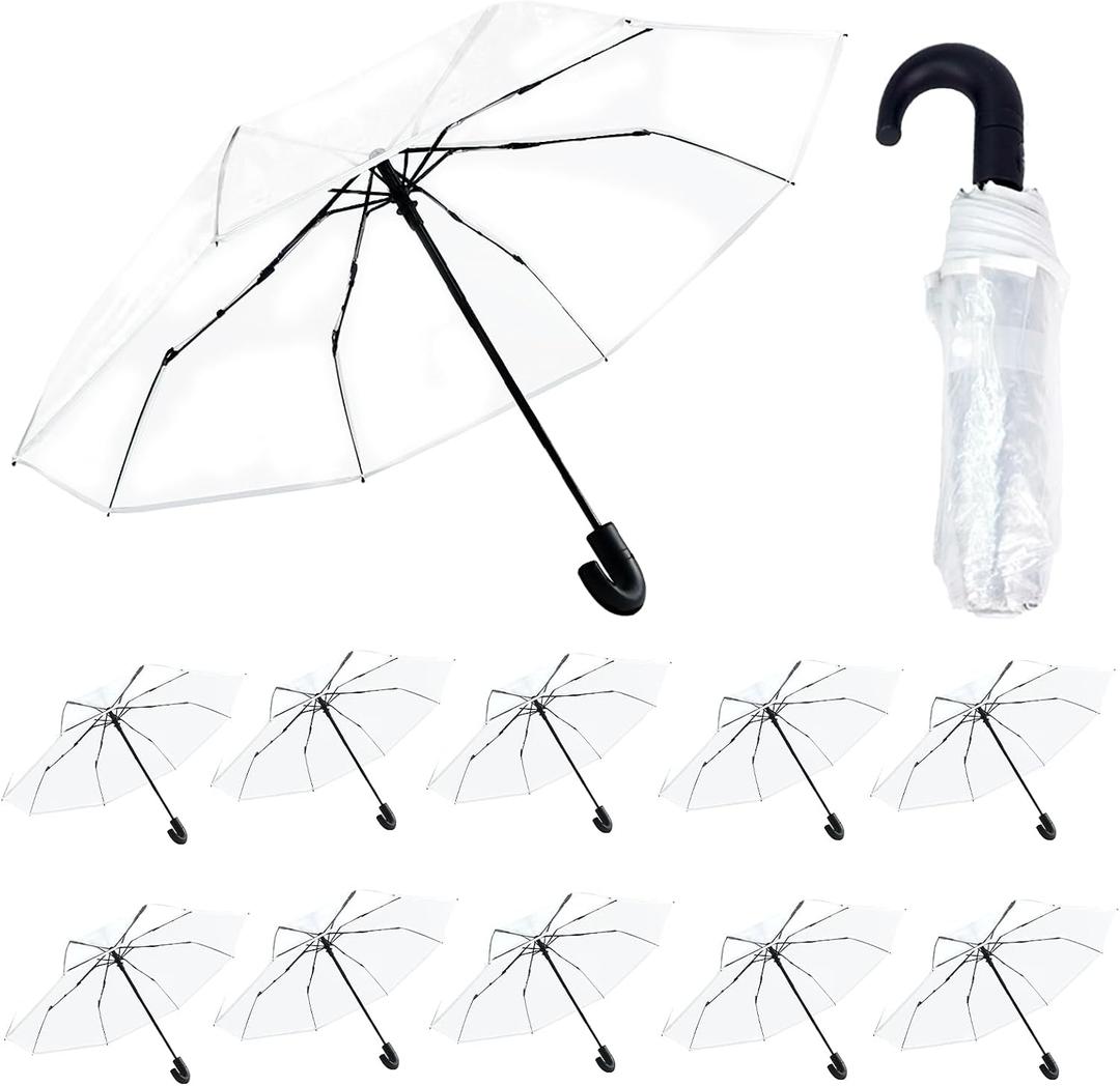 10/20 Pack Clear Wedding Umbrellas Bulk, Portable Auto Open Close Transparent Design, Durable High-Visibility Folding Rain Umbrellas for Photography, Party, Travel, Golf, Outdoor Events