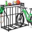 YES4ALL 4-Bike Stand, Bike Storage Rack, Bicycle Floor Rack for Garage Organizer, Indoor Sporting Gear Storage Station