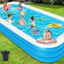 Extra Large Inflatable Pool for Adults, 150" X 74" X 22" Big Blow-Up Pool Swimming Pool, 2025 Upgraded Oversized Thickened Family Pools for Backyard Summer Outdoor