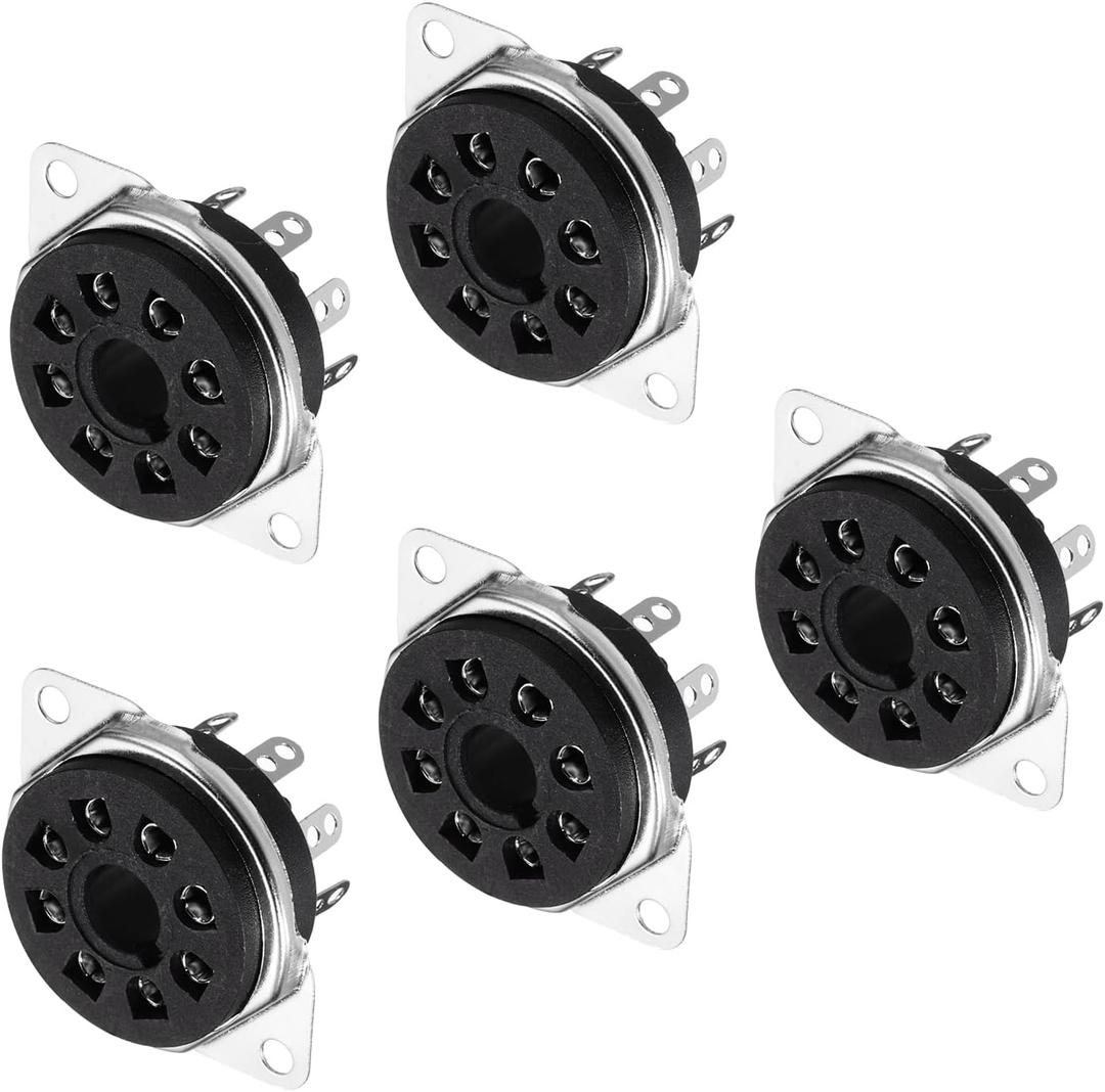 MECCANIXITY 5 Pcs 8 Pin Tube Socket Bakelite Tube Socket,Vacuum Tube Protect Tube Pin Socket PCB Tube Socket Black
