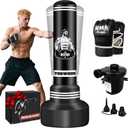 Heavy Punching Bag with Stand Adults Teens, 70" Freestanding Punching Bag with Boxing Gloves and Electric Air Pump, Women Men Standing Inflatable Boxing Bag for Training MMA Thai Fitness