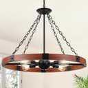 31.5" Wood Wagon Wheel Chandelier for Dining Room