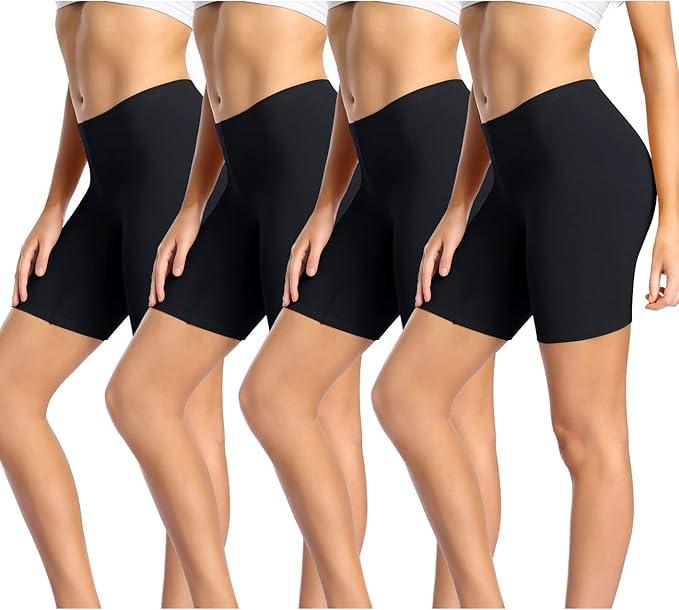 wirarpa Women's Cotton Boy Shorts Underwear Anti Chafing Soft Biker Short Plus Boy Shorts Panties 4 Pack, Large