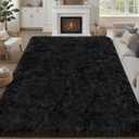 8x10 Area Rugs for Living Room Bedroom: Ultra Soft Fluffy Shag Rug Upgrade Non-Slip Non-Shedding Large Fuzzy Plush Carpet Indoor Floor Carpets for Kids Room Playroom Nursery Dorms Home Decor Black