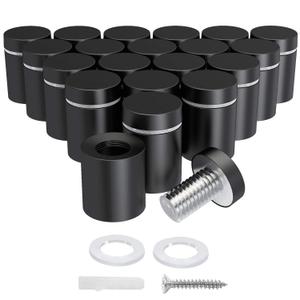 LuckIn 20-Pack Standoff Screws (3/4 in. Dia x 1 in. L), Stainless Steel Standoff Mounting Hardware for Acrylic Signs, Black
