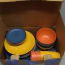 40-Piece Unbreakable Plastic Wheat Straw Dinnerware Set - Multi Color, 8-Person Dish Set for Dinner, Plates, Bowls, Cups & Appetizer Plates - Perfect for Outdoor Camping