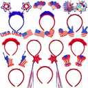 JOYIN 10 Pcs 4th of July Patriotic Headband, American Flag Headbands for Women, 4th of July Accessories for Independence Day, Memorial Day, Veterans Day Honoring, Themed Party Favors
