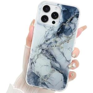 Fiyart Designed for iPhone 16 Pro Case Marble Pattern Compatible with MagSafe Wireless Charging,Cute Anti-Scratch Phone Cover for Women Girls 6.3"- Grey White