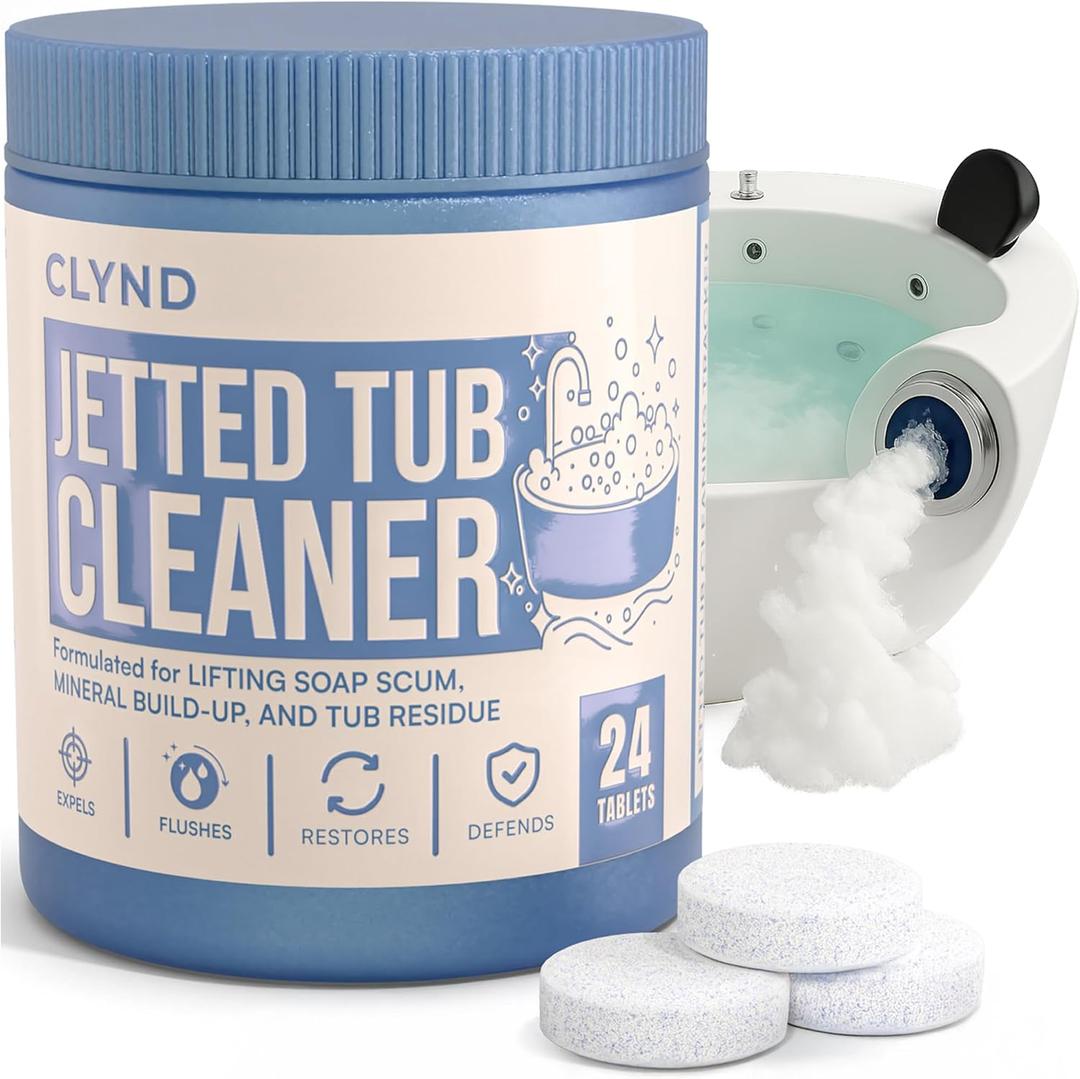 Jetted Tub Cleaner for the Jets and the Tubes 24 Tablets Hot Tub Cleaner for Jet Bathtub Heavy Duty - No Harsh Chemicals and Septic Safe - Compatible with Whirlpool, Spa, Jetted Bath