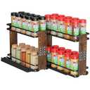 Nieifi Pull Out Spice Rack Organizer, 2 Tiers, Wood Grain, Spice Organization for Cabinet, Height Adjustable, Easy to Install, Wood Grain