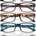 Gaoye Professional Reading Glasses for All Day - Computer Readers with Blue Light Protection - Value Pack (5 Pack Flower Vibes, +1.0 )