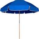 7.5FT Heavy Duty Beach Umbrella with Air Vent, Wood-Look Pole, Carry Bag, UPF50+ Superior Sun Protection, Blue Version