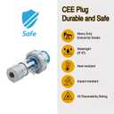 JIAXINPRO 16A 250V 3 Pin Industrial Plug with Transparent Housing, IP67 Waterproof Heavy Duty Male Connector for Easy Visual Inspection, V0 Flame Retardant