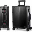 All Aluminum Carry On Luggage 22x14x9 Airline ApprovedHard Shell Carry On Luggage, Zipperless Luggage Aluminum Suitcase Luggage (black, 20inch)