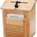 ZENFUN Wooden Suggestion Box with 50 Free Suggestion Cards, Natural Pinewood Ballot Comment Box Donation Box with Locking Hinged Lid for Countertop or Wall Mounted, 8.6" x 6.8" x 10"