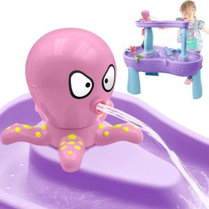 Water Table Pump, Octopus Rechargeable Battery Powered Water Pump for Kids 3 Hours Non-Stop Fun Water Play Table Accessories Outdoor Summer Water Toys for Toddlers Backyard Beach Pink