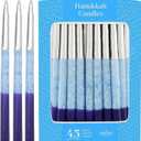 The Dreidel Company Dripless Blue, Purple Metallic Hanukkah Candles Premium Tapered Hand Decorated Chanuka Candles 1-Hour Burn Time (Single)