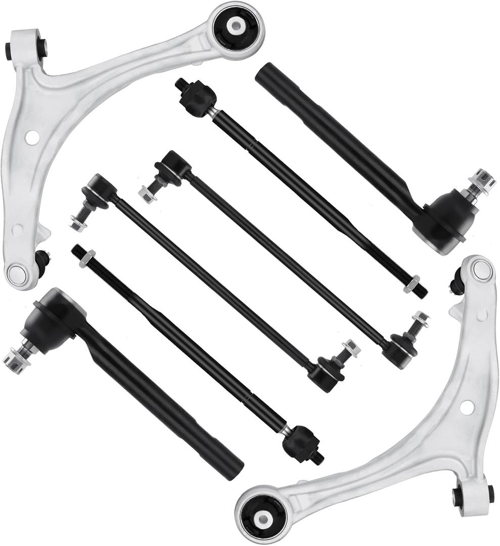 Front Lower Control Arms w/Ball Joints Replacement Suspension Kit for Honda Odyssey 2005 2006 2007 2008 2009 2010 Passenger & Driver Side Stabilizer Sway Bar End Link Outer Inner Tie Rod (8PCS)