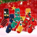 Novelty Fun Crew Socks for Women Colorful Crazy Socks for Women Girls Gifts (6 Christmas Red Green Blue Yellow)