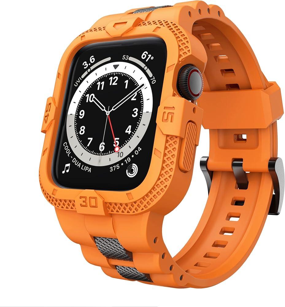 GELISHI Bands Compatible for Apple Watch Band 46mm 45mm 44mm 42mm, Men Sport Rugged Band with Protective Case for Watch Series 11 10 9 8 7/ SE 3/2/1/ Series 6 5 4 3