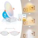 8 Inch LED Recessed Light with Junction Box.6Pack Ultra Thin LED Recessed Lights 3CCT 3000K/4000K/6000K Selectable Dimmable,18W 8" Ceiling Canless Light Downlight, Can Killer Lighting CR80+