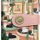 Cute Lovely Black Cats Small Rfid Women Wallet Bifold Zipper Coin Pocket PU Leather Compact Cash Travel Credit Card Holder for Female Ladies Teen Girls 1 ID Window 10 Card Slots