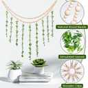 TXIN Hanging Photo Display Holder Wall Decor with Wooden Cards Clips, Boho Style Picture Frame Wood Beads Garland Artificial Eucalyptus Plant Home Decoration for Farmhouse Greenery Cubicle Bedroom